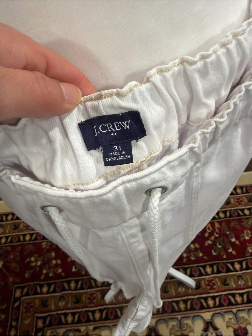 J.Crew White Drawstring Jeans Straight Leg - Picture 2 of 7